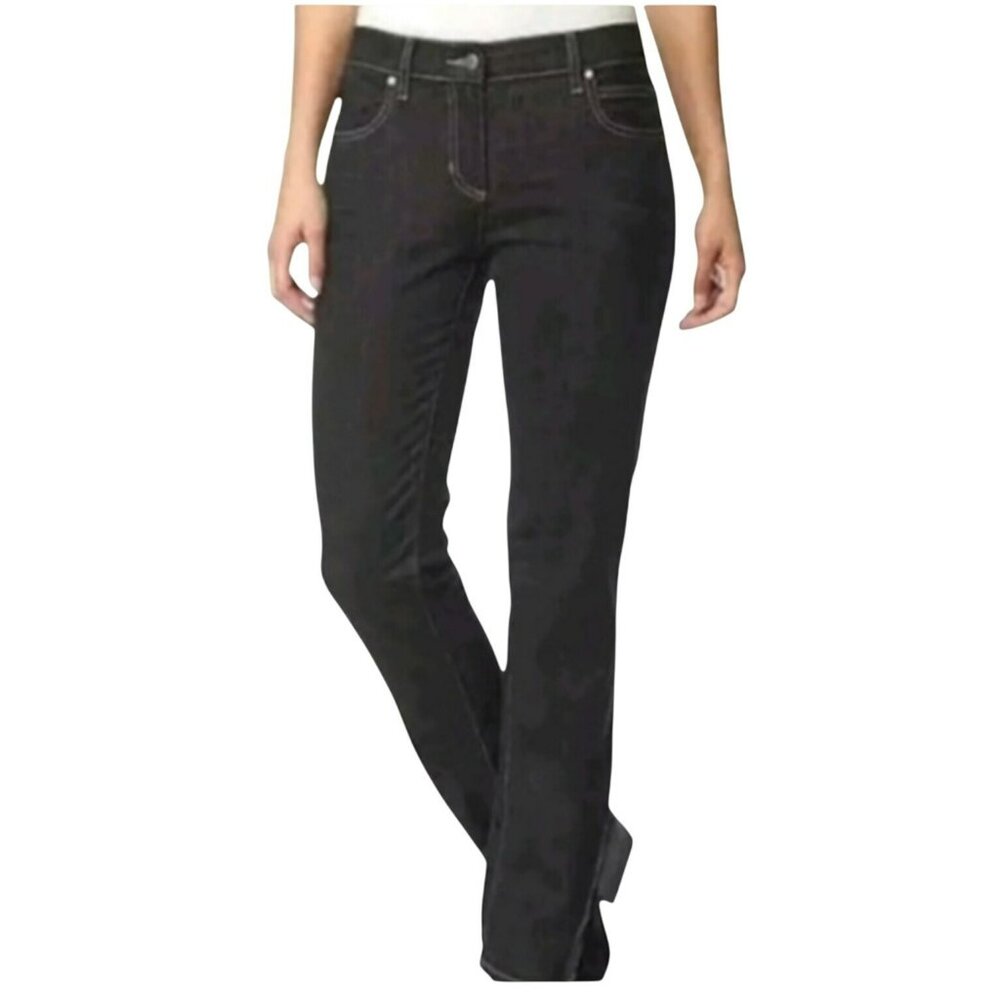 Eileen Fisher Black Slim Straight Jeans Womens 8 Made In USA